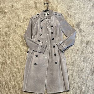 Grey suede Burberry trench coat, size 4